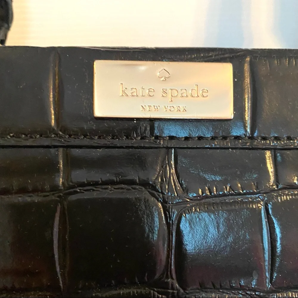 Kate Spade ♠️ Ridgely Avenue Becky Black Crocodile Embossed Satchel 🐊
